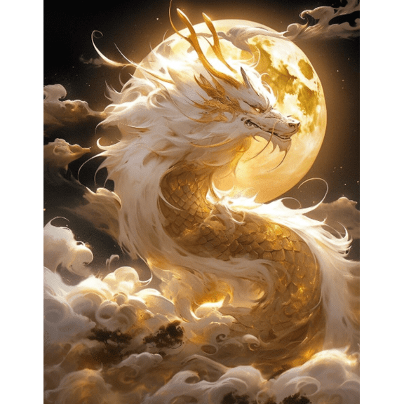 Cross Stitch Kit for Beginners, 11CT Cross-Stitch Kit Easy Patterns Needlepoint Kit Cross Stitching Embroidery Kit Mythical Animal Dragon 16x20 inch