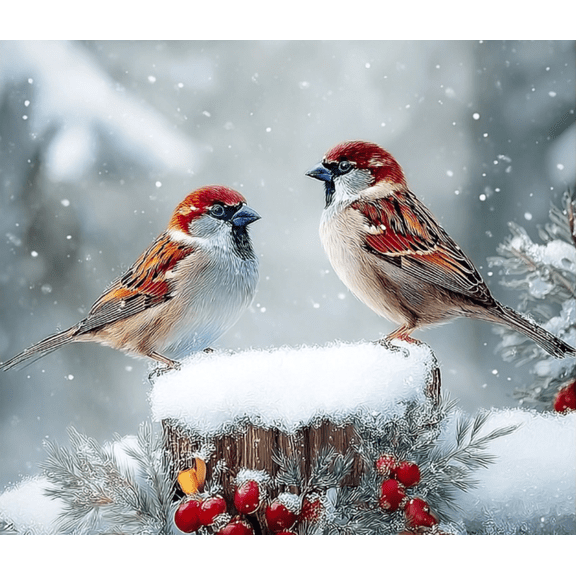 Cross Stitch Kits for Adults,Bird in the snow Stamped Cross Stitch Kits for Beginners, Needlepoint Cross-Stitch Patterns Embroidery Kits Arts and Crafts for Home Decor 1620 Inch