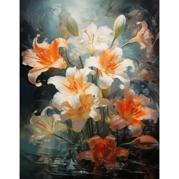 Cross Stitch Kits for Adults,Blooming lilies Stamped Cross Stitch Kits for Beginners, Needlepoint Cross-Stitch Patterns Embroidery Kits Arts and Crafts for Home Decor 1620 Inch