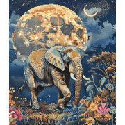 Cross Stitch Kits for Adults Elephant Under the Moonlight Stamped Crossstitching Kits Preprinted 11CT Prestamped Easy Pattern Needlepoint Kits Crafts for Decor 16x20inch
