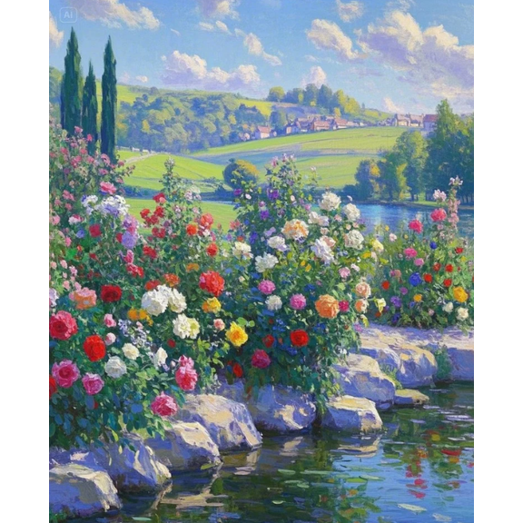 Cross Stitch Kits for Beginners Stamped Cross-Stitch Supplies Needlework preprint Embroidery Kits for Adults DIY Needlepoint Kits Embroidery Patterns 11CT Flower Scenery 16x20 inch