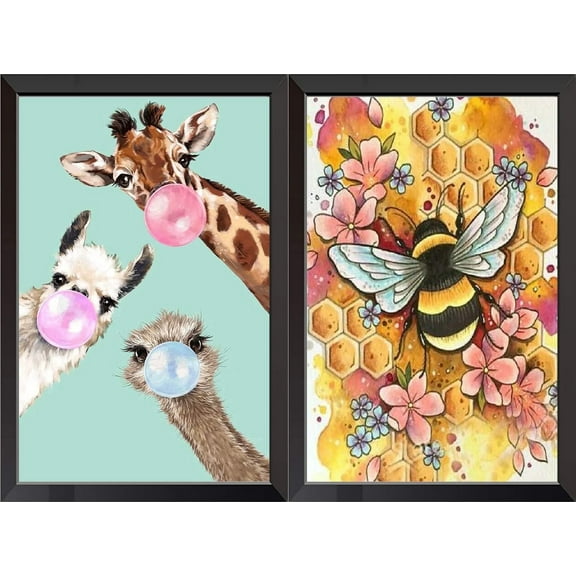 VEGCOO 2 Packs Embroidery Cross Stitch Kits for Beginners Adults, Pre-Printed Stamped Embroidery Kits 11CT Needlework Kit DIY Artwork for Adults Kids Girls Home Wall Decoration(30x40cm)