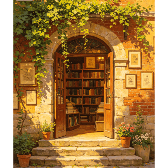 Cross Stitch Kits Stamped Full Range of Embroidery Kits,Bookstores and flowers Cross Stitch Patterns Needlework Kits for Beginners 11CT Printed Kits 16x20 inch