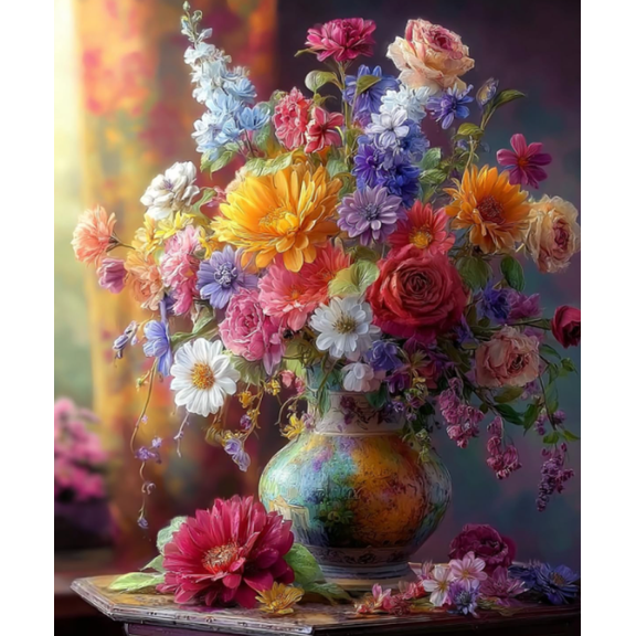 Cross Stitch Kits Stamped Full Range of Embroidery Kits,Flowers in a vase Cross Stitch Patterns Needlework Kits for Beginners 11CT Printed Kits 16x20 inch