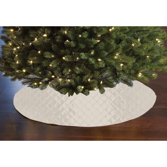 Cross Stitch PinTuck Diamond Pattern Tree Skirt Christmas Decoration 56" Round