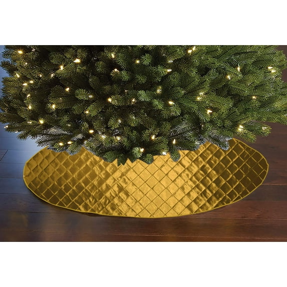 Cross Stitch PinTuck Diamond Pattern Tree Skirt Christmas Decoration 56" Round