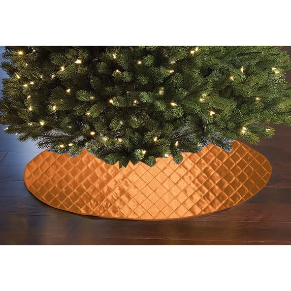 Cross Stitch PinTuck Diamond Pattern Tree Skirt Christmas Decoration 56" Round