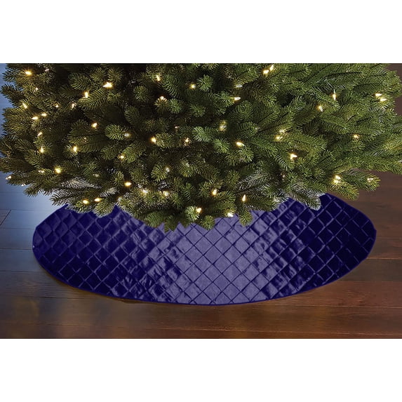 Cross Stitch PinTuck Diamond Pattern Tree Skirt Christmas Decoration 56" Round
