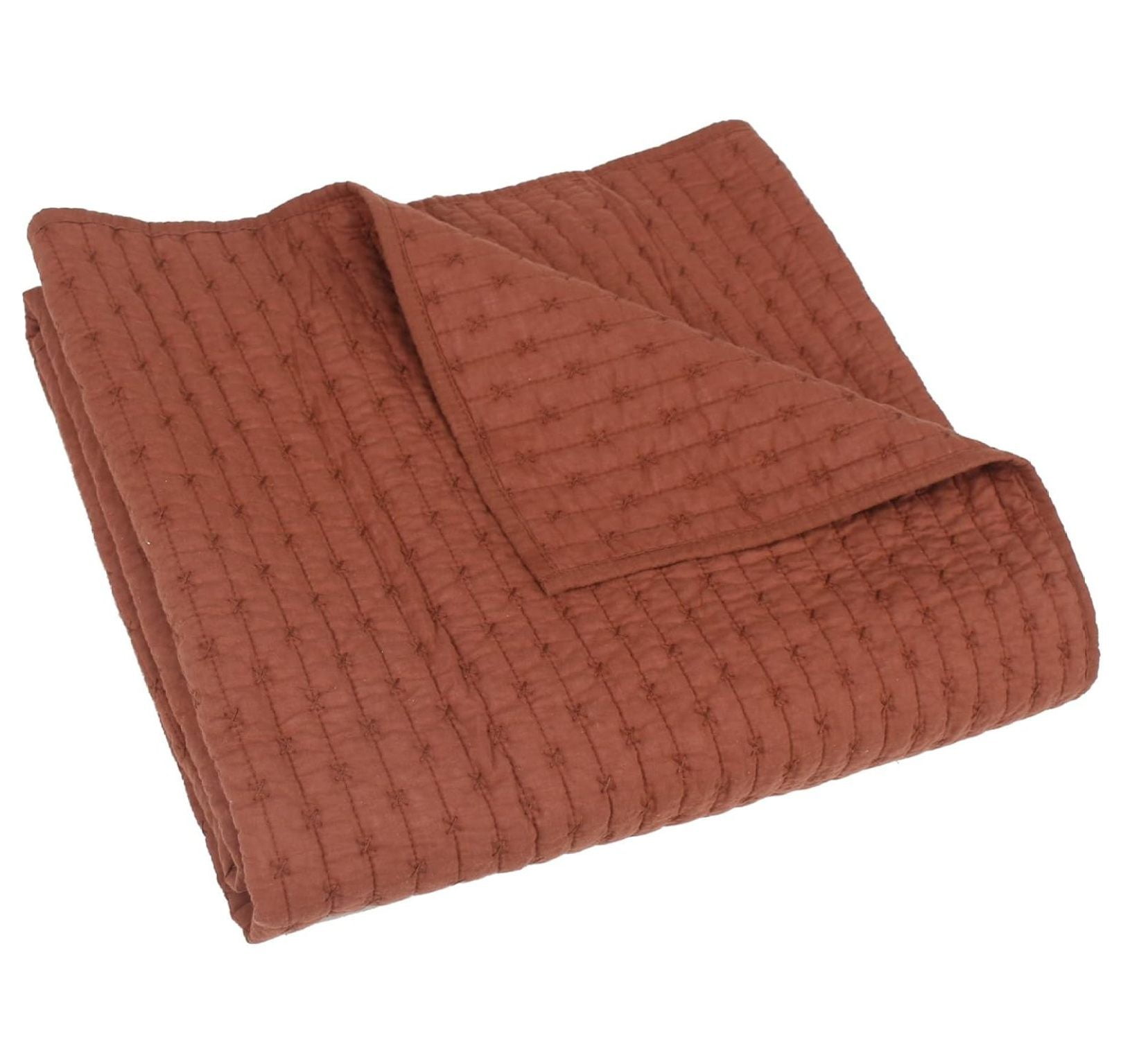 Rust Cross Stitch Quilted Cotton Reversible Throw