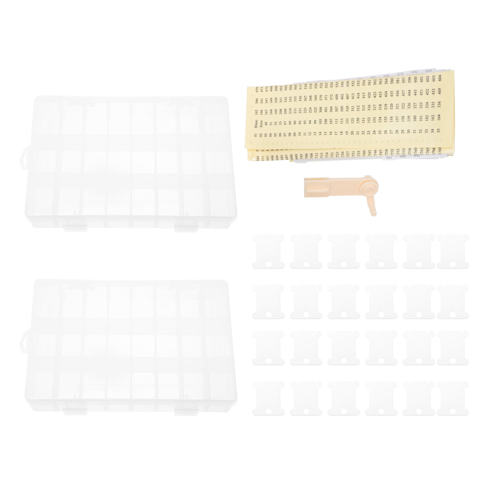 Cross Stitch Storage Box 1 Set of Thread Bobbin Winder Sticker 24grid