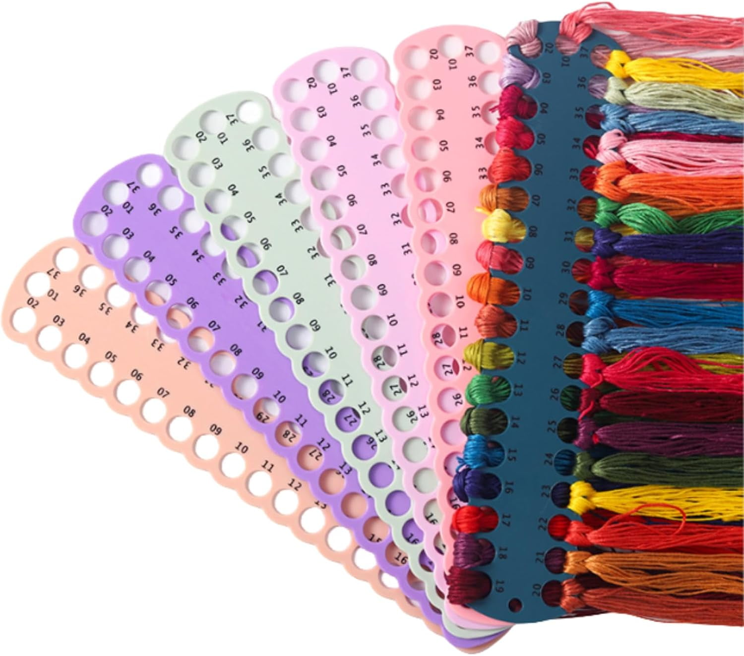 Cross Stitch Supplies,Embroidery Floss Organizer,6 Color Plastic Floss BobbinNeedlework Thread Holder Storage Tool Sewing Tools for Thread Craft DIY Sewing Storage (Multicolor) (A-6 Pcs)