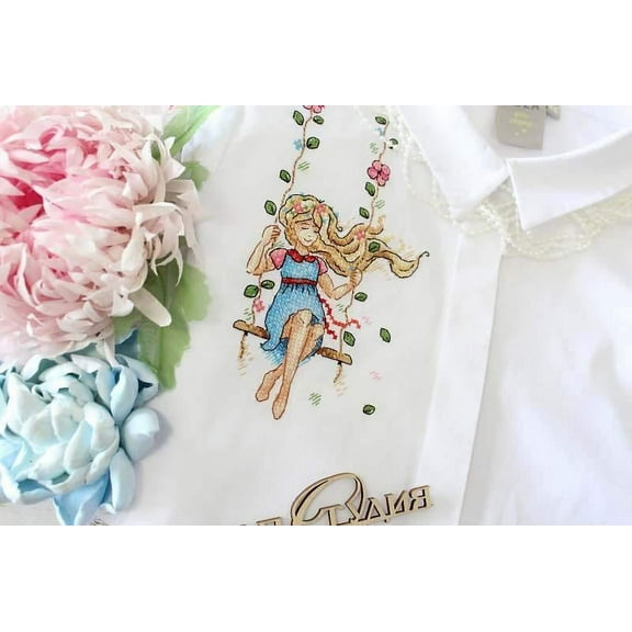 Cross Stitch on Clothes Kit Dreamer SV-537 / SB-537 Needlework MP Studia Girl Blue