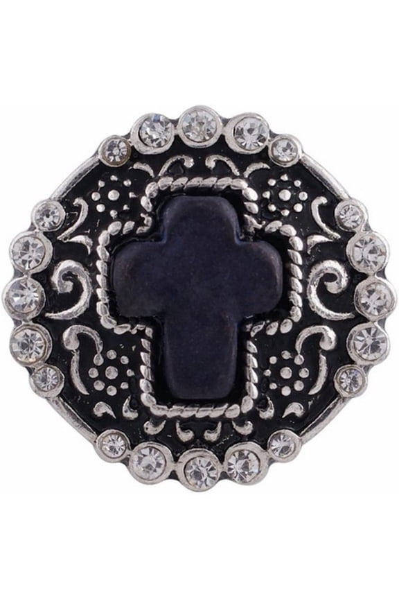 Cross Stone Rhinestone Snap Jewelry Ginger Charm Button, For Interchangeable DIY Customizable Accessories