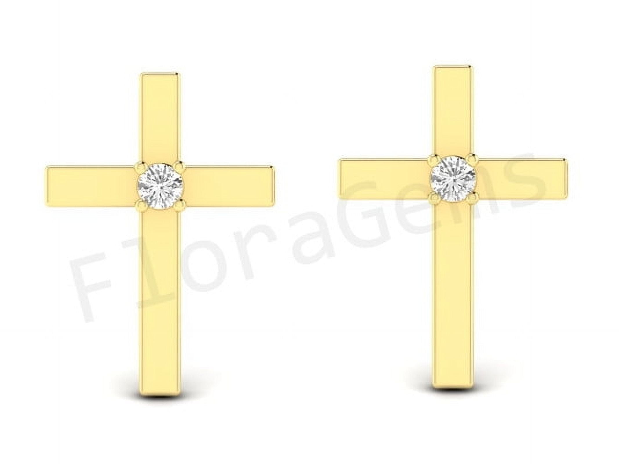 Cross Stud Earrings For Women's In 14K Yellow Gold Over 925 Sterling Silver Screw Back Earrings Gift For Wife