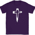 thumbnail image 1 of Cross T-Shirt Christian Jesus Praise Worship God Faith Text Tee - Purple, 2XL, 1 of 1