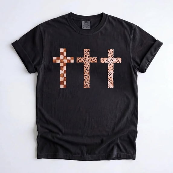 Cross T-shirt, Faith Shirt, Leopard Cross Tee. Jesus Christian Shirt, God is Good, Church Shirt