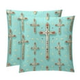 thumbnail image 1 of Cross Throw Pillow - Velvet Pillow Inserts Covers with Unique Patterns - Set of 2 - Available in 16x16, 18x18, 20x20 Inches for Various Occasions, 1 of 6