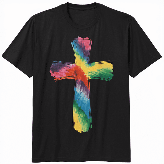 Cross Tie Dye Christian Jesus Hippie Bible Religious T-Shirt