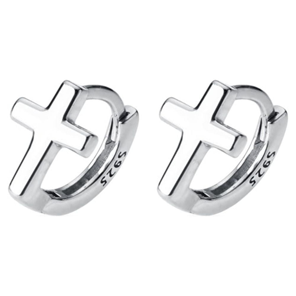 Sterling Silver Spike Huggie Hoop Earrings - Hypoallergenic, Punk Style, For Cartilage, Helix, Lobe