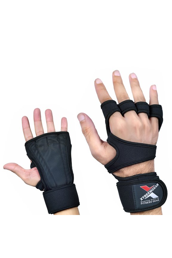 Cross Training Gloves Wrist Support Padded Palm with Extra long Strap for Gym