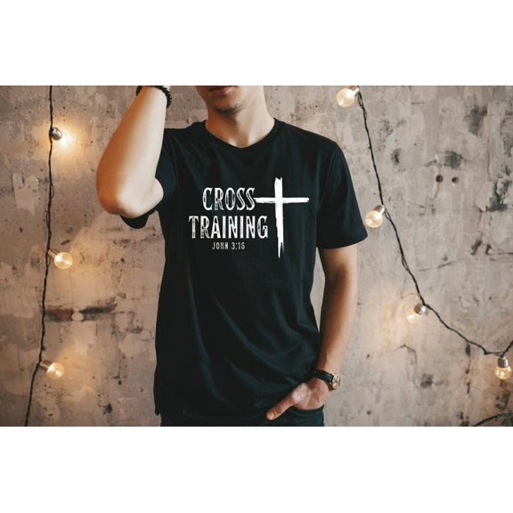 Cross Training John 3 16 Faith Christian Religious Workout Mens T-Shirt