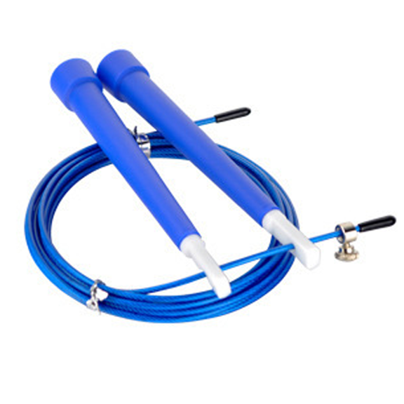 Cross Training and Functional Fitness - Adjustable - PU Wire Skipping Rope for Adults and Children - Navy blue