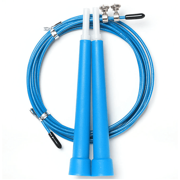 Cross Training and Functional Fitness - Adjustable - PU Wire Skipping Rope for Adults and Children - sky blue