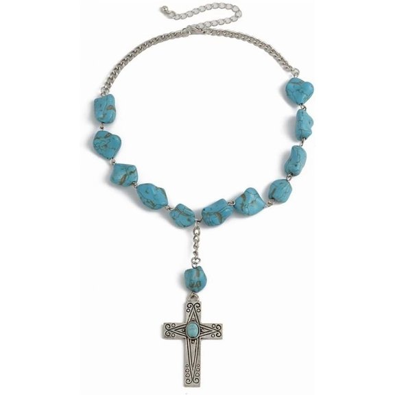 Cross Turquoise Necklace Cross Necklace Personality Faith Turquoise Cross Pendant for Women