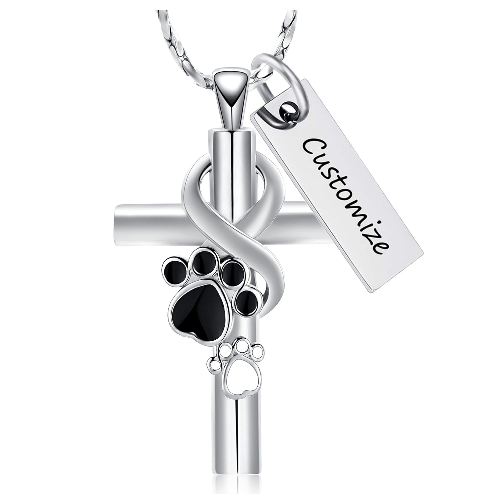 Cross Urn Cremation Jewelry for Pet Ashes Pet Paw Print Urn Necklace ...