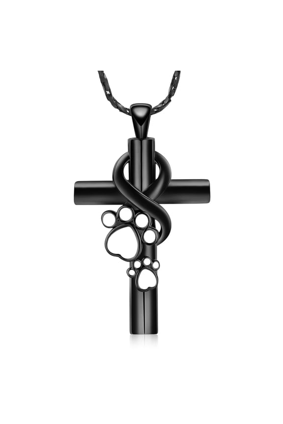 Cross Urn Cremation Jewelry for Pet Ashes Pet Paw Print Urn Necklace for Ashes for Women Men Keepsake Cross Memory Urn Jewelry Dog Cat Pawprint with Funnel Filler Kit