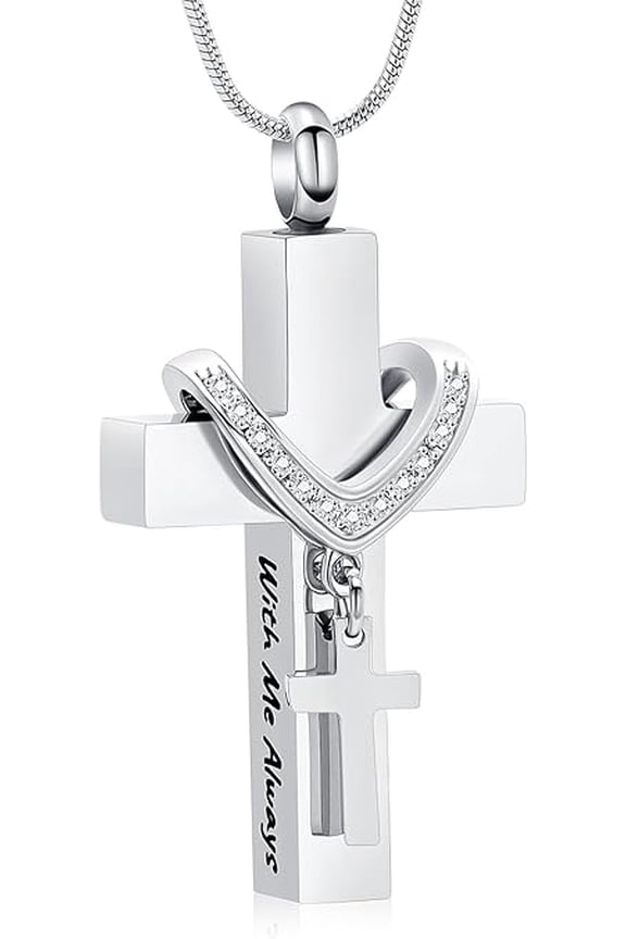 Cross Urn Necklace for Ashes Cremation Crucifix Keepsake Memorial Pendant Necklace Cross Urns Jewelry Ashes Holder Stainless Steel Memorial Jewelry