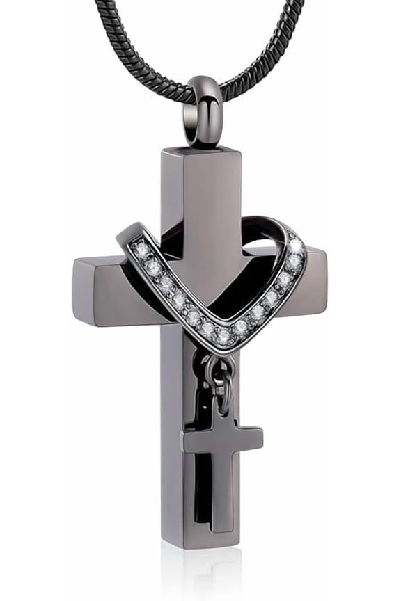Cross Urn Necklace for Ashes Cremation Crucifix Keepsake Memorial Pendant Necklace Cross Urns Jewelry Ashes Holder Stainless Steel Memorial Jewelry