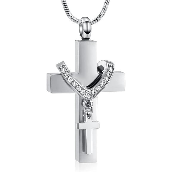 Cross Urn Necklace for Ashes Cremation Crucifix Keepsake Memorial Pendant Necklace Cross Urns Jewelry Ashes Holder Stainless Steel Memorial Jewelry