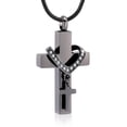 thumbnail image 1 of Cross Urn Necklace for Ashes, Stainless Steel Cross Memorial Cremation Ashes Urn Pendant Necklace Keepsake Jewelry Urn(Black), 1 of 6