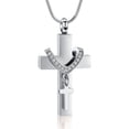 thumbnail image 1 of Cross Urn Necklace for Ashes, Stainless Steel Cross Memorial Cremation Ashes Urn Pendant Necklace Keepsake Jewelry Urn(Silver), 1 of 6