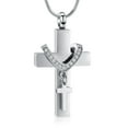 thumbnail image 1 of Cross Urn Necklace for Ashes, Stainless Steel Cross Memorial Cremation Ashes Urn Pendant Necklace Keepsake Jewelry Urn(Silver), 1 of 6