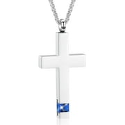 HEARBEINGT Cross Urn Necklaces for Ashes Crystal Urn Cremation Keepsake Memorial Pendant Necklace