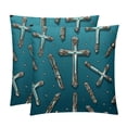 thumbnail image 1 of Cross Velvet Throw Pillow Covers Set of 2 - 16x16, 18x18, 20x20 Inches - Unique Patterns - Bed Pillow Inserts Included for Various Occasions, 1 of 6