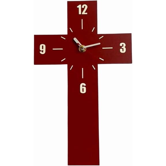 Religious Cross Wall Clock - Silent Non-Ticking Battery Operated Clock for Farmhouse, Kitchen, Bedroom, Bathroom, Church & Home Decor(1Pcs, B)