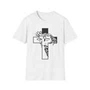 Cross With Jesus Face Crown Of Thorns Faith T-Shirt