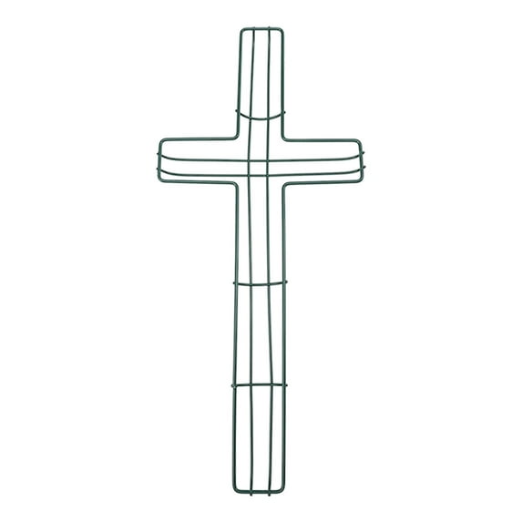 Cross Wreath Cross Shaped Wreath Rack Metal Garland Frames DIY Floral Garland Wire Frame Garland Wire Ornament for Christmas Holiday Party Decoration-Green