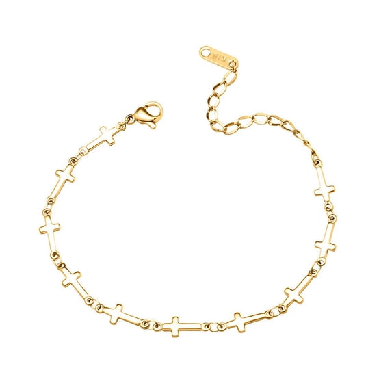 Cross adjustable chain bracelet, titanium steel trendy and versatile jewelry, gold
