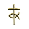 thumbnail image 1 of Cross and Fish Pin Gold Plated Enamel Accent Christian Pin, 1 of 1