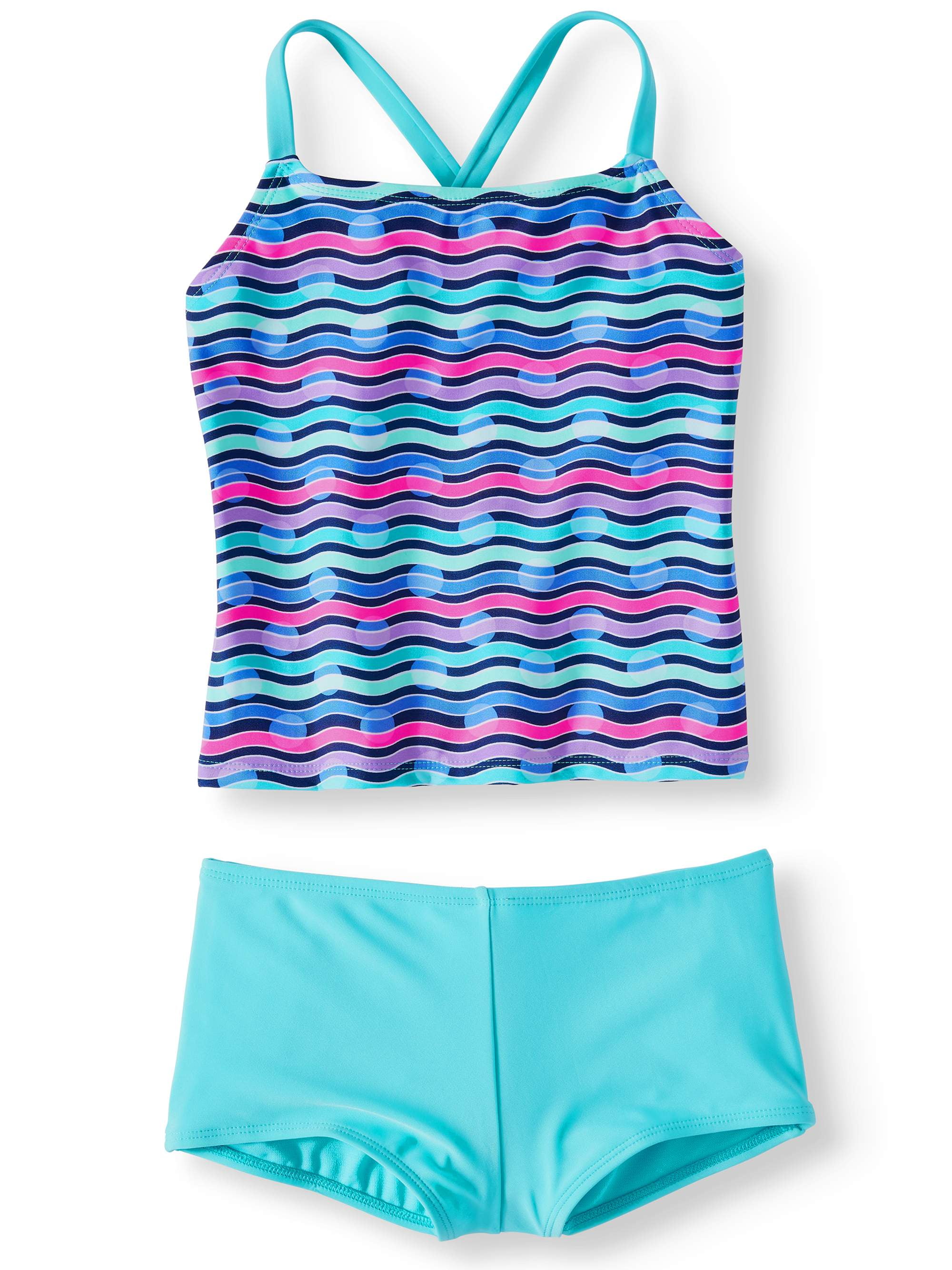 Cross back Tankini Boyshort Swimsuit Little Girls Big Girls Big