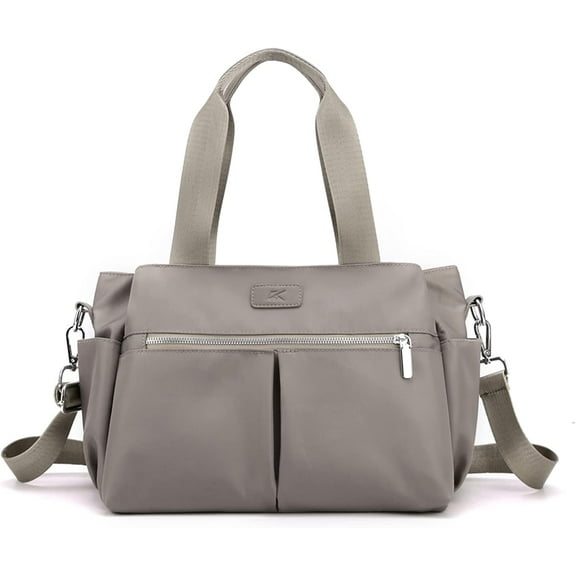 Cross body Bag Women Shoulder Bag Nylon Multi-pocket Handbag Tote Ladies Satchel for Travel Work Daily Use Brown