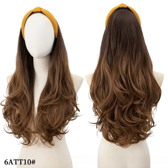 Cross-border European and American Wig for Women, Long Curly Hair Headband, Half Wig, Big Waves, Synthetic Half Wig, Hair Wigs