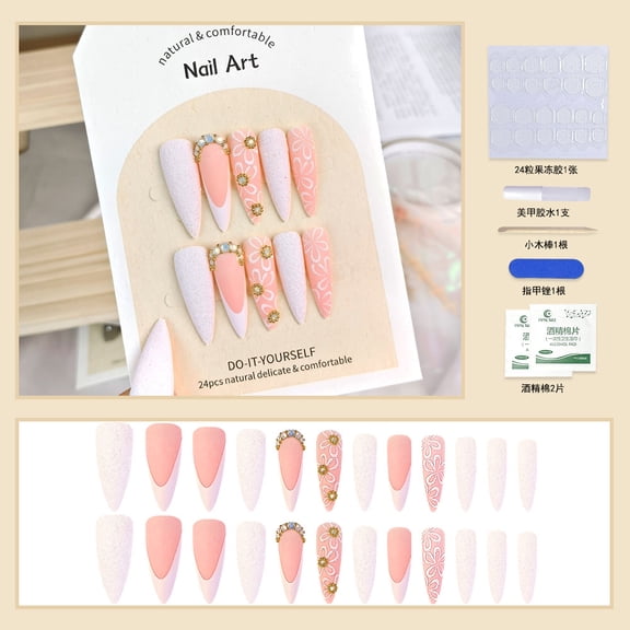 Cross-border European and American hot-selling nail pads, wearing nail pads, advanced sense 24 petals, rhinestones, pure handmade nail wear