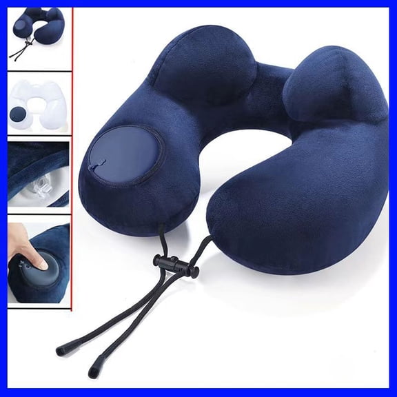 【Cross-border Hot Item】New Camel Hump Pillow Press Automatic Inflation U-shaped Pillow Portable Travel Double Hump Pillow Neck Pillow