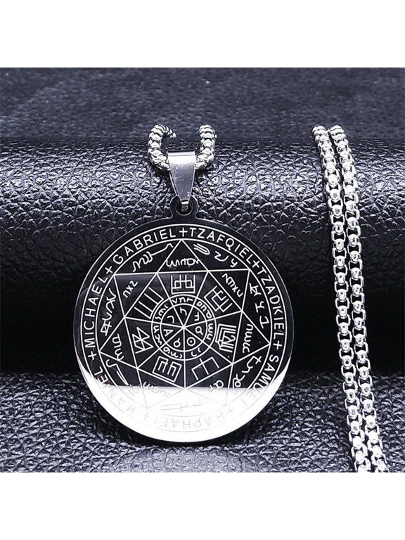 Cross-border New Products Seven Archangels Amulet Stainless Steel Necklace Solomon Amulet Men's Jewelry Collar