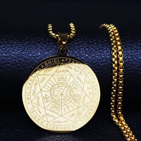 Cross-border New Products Seven Archangels Amulet Stainless Steel Necklace Solomon Amulet Men's Jewelry Collar